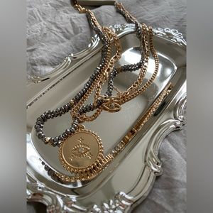 Gold & Chrome Layered Evil Eye Necklace